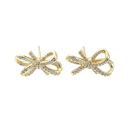 Rack Plating Brass Micro Pave Cubic Zirconia Stud Earring EJEW-C086-04G-1