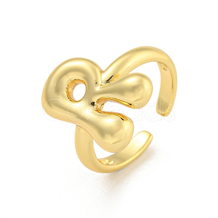 Brass Letter Open Cuff Rings for Women RJEW-G313-01R-G-1