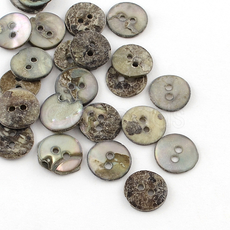2-Hole Flat Round Sea Shell Buttons SSHEL-Q295-05-1