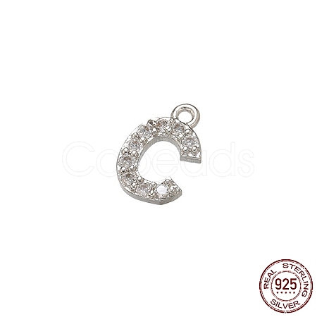 Real Platinum Plated Rhodium Plated 925 Sterling Silver Micro Pave Clear Cubic Zirconia Charms STER-P054-10P-C-1