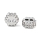 Brass Clear Cubic Zirconia Bead, Gear, Platinum, 6.8x7x3mm, Hole: 1.4mm