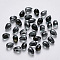 Transparent Spray Painted Glass Charms, with Glitter Powder, Teardrop, Black, 9x6x6mm, Hole: 1mm