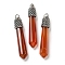 Natural Red Agate(Dyed & Heated) Pointed Big Pendants, Faceted Bullet Charms with Rack Plating Antique Silver Tone Alloy Findings, Cadmium Free & Lead Free, 58x11x11mm, Hole: 5x4mm