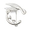 Whale Tail Zinc Alloy Brooches for Backpack Clothes, Platinum, 36.5x39x9.5mm