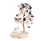 Natural Mixed Stone Chips Tree of Life Decorations, Resin Stump with Wooden Base & Copper Wire & Snowman Feng Shui Energy Stone Gift for Home Office Desktop, 69~79x62~65x120mm