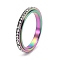 Rotatable Stainless Steel,  Rhinestone Finger Rings  for Women, Rainbow Color, US Size 11(20.6mm)