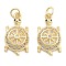 Brass Pave Clear Cubic Zirconia Pendants, Tortoise, with Jump Ring, Tortoise, 21x11x4.5mm, Hole: 5mm