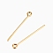 304 Stainless Steel Eye Pin, Real 18K Gold Plated, 35x0.7mm, Hole: 2mm