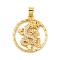 Brass Micro Pave Cubic Zirconia Pendants, Real 18K Gold Plated Dragon Charms, Clear, 32x28.5x4mm, Hole: 7.5x4.5mm