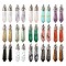 15Pcs 15 Style Natural & Synthetic Gemstone Pointed Pendants, with Platinum Tone Brass Findings, Bullet, 33~40x8~10mm, Hole: 3x2mm, 1pc/style