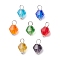 7Pcs Imitation Austrian Crystal Glass Pendants, with Brass Ball Head Pins, Bicone, Platinum, 10x6mm, Hole: 2.5mm, 7pcs/set