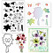 Globleland 1Pc Carbon Steel Cutting Dies Stencils, with 1 Sheet PVC Plastic Stamps and 1 Set Painting Stencils, for DIY Scrapbooking, Photo Album, Decorative Embossing, Flower Pattern, Cutting Dies Stencils: about 10.1x6x0.08cm, Stamps: about 16x11x0.3cm, Painting Stencils: about 13x13cm