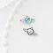 Platinum Alloy Rhinestone Pendants, Heart with Wing Charms, Aquamarine, 12x21mm