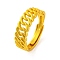 Brass Curb Chain Adjustable Rings for Women, Lead Free & Cadmium Free, Golden, 6.5mm, Inner Diameter: 18mm