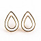 Brass Enamel Stud Earring Findings, Nickel Free, with Loop, Real 18K Gold Plated, Teardrop, White, 15.5x11mm, Hole: 0.8mm, Pin: 0.6mm