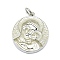 Brass Pendants, Long-Lasting Plated, with Jump Rings, Flat Round with Virgin Mary, Platinum, 20.5x16x3mm, Hole: 3mm