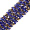 Electroplate Glass Beads Strands, Full Plated, Faceted, Round, Medium Blue, 7x8mm, Hole: 1.5mm, about 42pcs/strand, 12.20''(31cm)