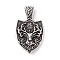 Tibetan Style 304 Stainless Steel Pendants, Shield, Antique Silver, 49x28x9.5mm, Hole: 8.5x5mm