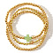 3Pcs Golden Luxury Brass Beaded Gothic Cross Ladies Elastic Bracelet Sets, Lime Green, 6-1/2 inch(16.5cm)