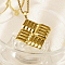 Fashion Stainless Steel Square Pendant Necklace for Women's Daily Wear, Real 18K Gold Plated, 16.93 inch(43cm)