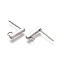 Non-Tarnish 304 Stainless Steel Stud Earring Findings, with Loop, Rectangle, Stainless Steel Color, 10x2x2mm, Hole: 1.5~1.8mm, Pin: 0.8mm