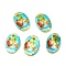 Natural Freshwater Shell Double Face Printed Oval Charms, Crab, 14.5x10x2.3mm, Hole: 1.6mm