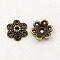 Tibetan Style Bead Caps, Flower, 6-Petal, Lead Free and Cadmium Free, Antique Bronze, 9.5x10x3mm, Hole: 1.5mm