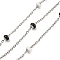 304 Stainless Steel Enamel Link Chains, Soldered, with Spool, Flat Round, Black, 2x1.5x0.5mm