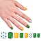 Nail Art Sets, with 24pcs Plastic Nail Tips, 24pcs Double Side Jelly Nail Glue , Green, 14.5~23x7~14mm, about 24pcs/set