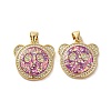 Brass Micro Pave Cubic Zirconia with Synthetic Opal Pendants KK-D096-22G-1