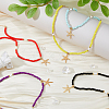 FIBLOOM 5Pcs 5 Colors Alloy Starfish Pendant Necklaces Set with Glass Beaded Chains NJEW-FI0001-39-5