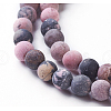 Frosted Natural Rhodonite Round Bead Strands G-E487-12-6mm-2