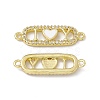 Rack Plating Brass Micro Pave Clear Cubic Zirconia Connector Charms ZIRC-I061-02G-01-1