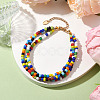 Glass Seed Beaded Triple Layers Multi-strand Bracelets BJEW-JB10390-2