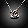 Platinum & Rose Gold Plated Tin Alloy Double Heart Pendant Necklaces NJEW-BB02208-2