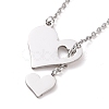 302 Stainless Steel Heart Puzzle Pendant Lariat Necklaces NJEW-I118-01P-3