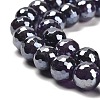 Electroplated Natural Amethyst Round Beads Strands G-L598-A05-03-4