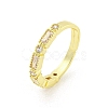 Rectangle & Flat Round Brass Micro Pave Clear Cubic Zirconia Adjustable Rings RJEW-G309-20G-1