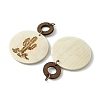 Flat Round & Ring Poplar Wood Engrave Big Pendants WOOD-G019-05A-2