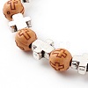 Imitation Wood Acrylic Stretch Beaded Bracelets BJEW-JB06234-4