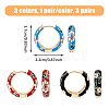 FIBLOOM 3 Pairs 3 Colors Brass Flower Pattern Hoop Earrings EJEW-FI0003-07-10