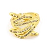 Hug Hand Brass Micro Pave Cubic Zirconia Adjustable Rings for Women RJEW-U003-25A-G-2