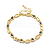 Enamel Evil Eye & Cubic Zirconia Rectangle Link Chain Bracelet BJEW-C029-02G-11-3