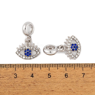 Rack Plating Alloy Crystal & Capri Blue Rhinestone European Dangle Charms FIND-C055-17P-1