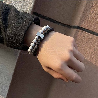 Fashion Retro Black Matte Bracelet Set with Zircon Crown ZZ8347-19-1