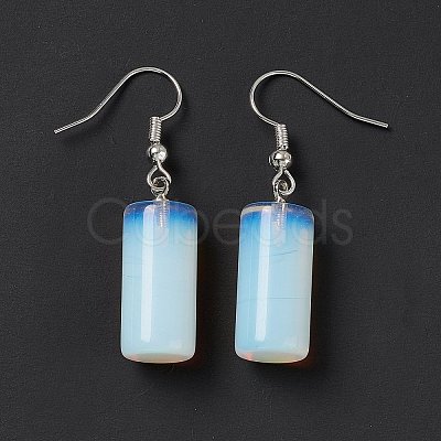 Gemstone Cylindrical Dangle Earrings EJEW-D188-01P-1