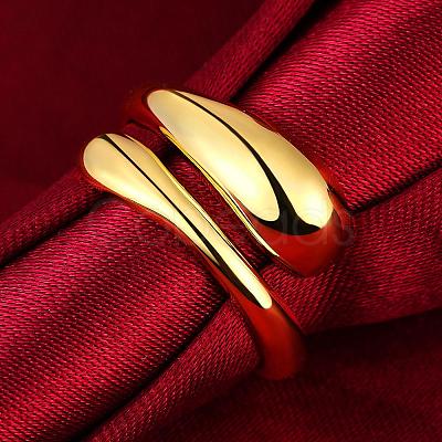 Real 18K Gold Plated Adjustable Brass Finger Rings for Women RJEW-BB07574-A-1