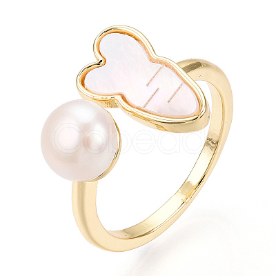 Natural Pearl Open Cuff  Ring with Msilver-Lipped Pearl Oyster PEAR-N022-C09-1