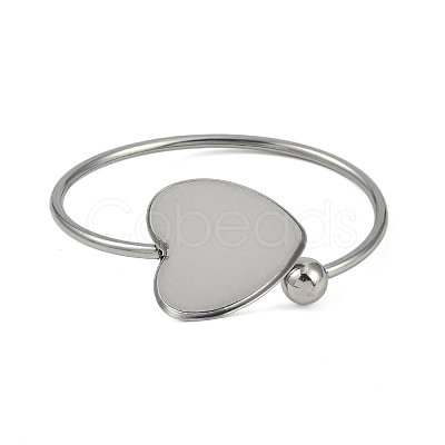 304 Stainless Steel Blank Bangle Bases with Heart Tray STAS-Z088-01P-01-1