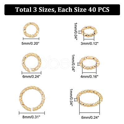 AHADERMAKER 120Pcs 3 Styles Brass Open Jump Rings KK-GA0001-32-1